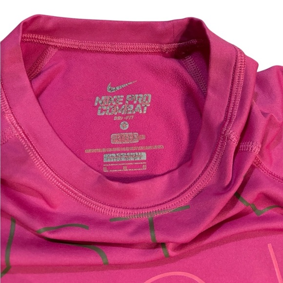 Nike Pro Combat Crewneck Sweatshirt Just Do It Graphic Pink Green Size Medium - Picture 3 of 10